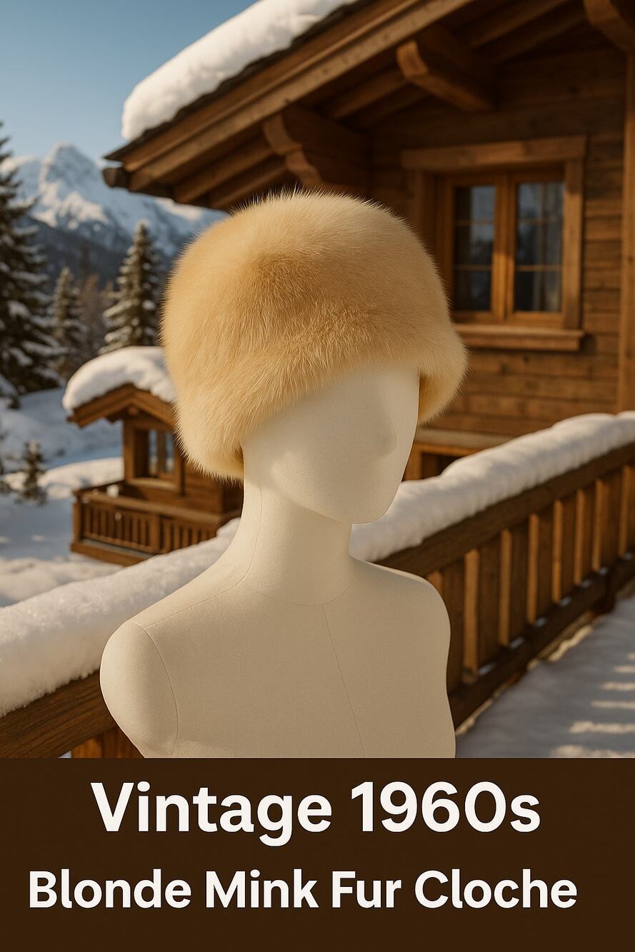Vintage 1960s Blonde Mink Fur Cloche Hat by Bullocks – Size 21"